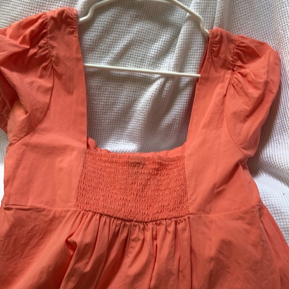 Puff sleeve dress (salmon) - Picture 3 of 3